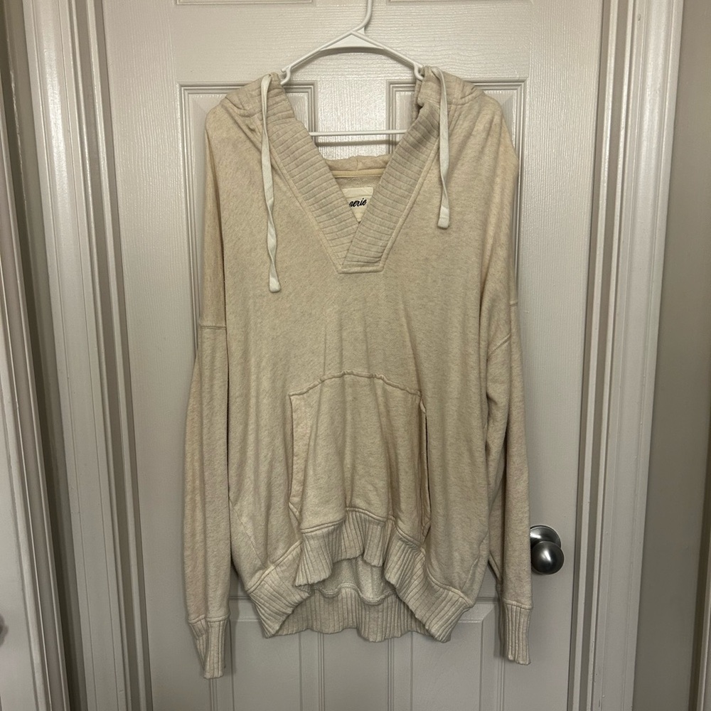 Aerie Cream Hoodie Sweater